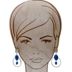 Vintage Gold Plated Drop Earrings with Lapis Lazuli & Clip-On Backs